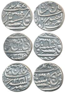 Muhammadabad Banaras Mint (3), Silver Rupee (3), AH 1221, 1231 and the third without date,