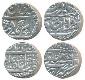 Kora Mint, Silver Rupee (2), 11.04g, in the name of Shah Alam II, RY16, vertical fish as m