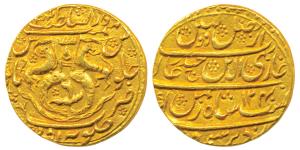 Ghazi-ud-din Haider (AH 1234-1243, 1819-1827 AD), Gold Ashrafi, 10.720g, AH 1240/6, Dar as