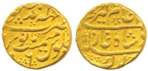 Mahaindrapur Mint, Gold Mohur, 10.77g, in the name of Alamgir II, RY 6 (KM 28). Very fine+