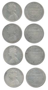 Ganga Singh, Silver Rupee (4), with the name of Victoria, 1892 AD. Fine to Fine+. (4)