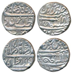 Daulat Rao (AH 1209-1243, 1794-1827 AD), Silver Rupee (2), Sheopur Mint, in the name of Mu