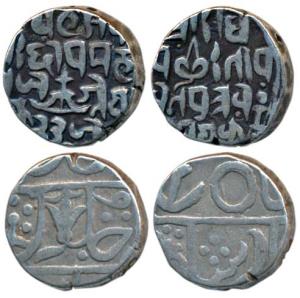 Ajit Singh, Silver Rupee, 10.51g, Bajranggarh Mint, lotus on obv., rev. bow and arrow (KM 