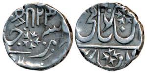 Baija Bai, Silver Rupee, 10.89g, in the name of Shah Alam II, RY 23, ‘Shri’ in Nagari with