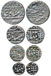 Madho Singh I & Madho Singh II, set of 4, Silver Rupee, ½ , ¼ and 1/8, Sawai Jaipur Mint, 