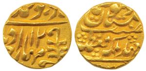 Madho Singh II, Gold Mohur, 10.82g, Sawai Jaipur Mint, with the name of Queen Victoria, RY