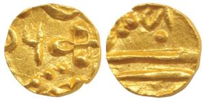 Umed Singh II (VS1946-1992, 1889-1935AD), Gold 1/8 Mohur, 1.42g, Kota Mint, three petal fl