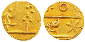 Gold 2/3 Mohur, 7.53 g, New Chandori Series, Udaipur Mint, AD 1842-1830 (KM 6). About Very