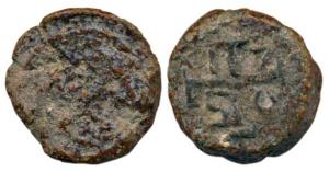 Diu, Tin 10 Bazarucos, 8.82g, 1750, crowned arms on obv., date in angles of cross (similar