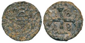 Diu, Pedro IV, Zinc 20 Bazarucos, 17.57g, 1828, crowned arms on obv., date in angles of cr