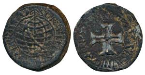 Portuguese Malacca (Malaysia), Manuel I, Tin Bastardo / 60 Réis, 41.85g, obv. cross of Chr