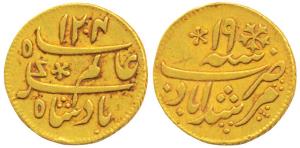 Murshidabad Mint, Gold ¼ Mohur, AH 1204/19, in the name of Shah Alam II, oblique milling (
