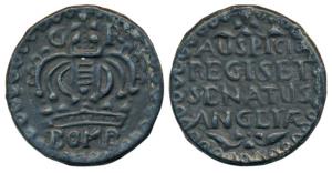 Bombay Tin Pice, 29.48g, GR above a large crown divided by an orb and cross with BOMB writ