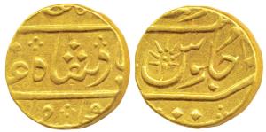 Surat Mint, Gold Mohur, 11.51g, struck at the Bombay Mint, (c. 1801-1802), in the name of 