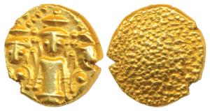 3 Swami Gold Pagoda, 3.4g, Tirupati Balaji in the centre, flanked by his wives Shri Devi a