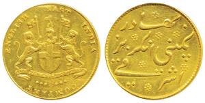Gold Mohur (Ashrafi), 11.5g, 1819, coat of arms of the EIC on obv., Persian legend on rev.