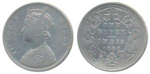 Victoria Queen, Silver Rupee, 1862, Bombay Mint, B / II / 0 / 6, Unlisted in Pridmore. Ver