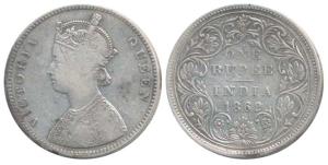 Victoria Queen, Silver Rupee, 1862, Bombay Mint, 1 / 9. About Very Fine, Unpublished, Extr