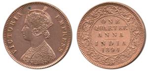 Victoria Empress, Copper ¼ Anna, 1894. About Uncirculated, Scarce.
