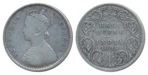 Victoria Empress, Silver ½ Rupee, 1899, Bombay Mint, A / I / B incuse, Inverted ’B’, (Prid