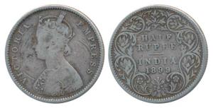 Victoria Empress, Silver ½ Rupee, 1899, Bombay Mint, A / I / B incuse, Inverted ’B’, (Prid