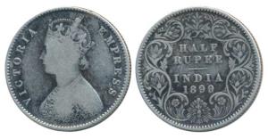 Victoria Empress, Silver ½ Rupee, 1899, Calcutta Mint, A / I / C incuse, (Prid 282). Fine.