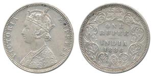 Victoria Empress, Silver Rupee, 1886, C2 / I / ’B’ incuse, Here ’B’ incuse is broken & see