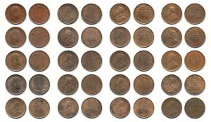 Edward VII, Copper ¼ Anna (4), 1905, 1906, 1907 and 1910; George V, Copper ¼ Anna (16), 19