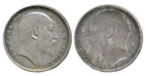 Edward VII, Silver Rupee, Error, Brockage, the scalp seems to have been sliced from the to