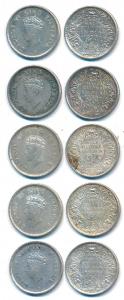 George VI, Silver ½ Rupee (5), 1939, Bombay Mint. Very Fine to Extremely Fine. (5)