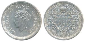 George VI, Half Silver Rupee, 1945, Bombay Mint, double mint mark - two distinct dots one 