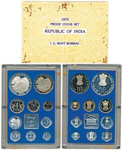 1975 Proof Set, Equality Development Peace, set of 10, 1 Paisa to Rupees 50. Slight rust s