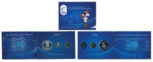 2010 Uncirculated Set, XIX Commonwealth Games Delhi, set of 3, Rupees 2 to Rupees 100. In 