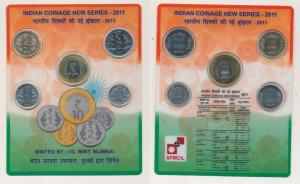 2011 set, Indian Coinage new Series, set of 5, 50 Paise to 10 rupees. Uncirculated, In imm