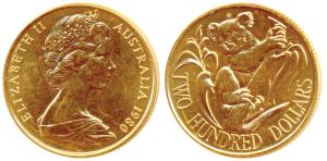 Australia, Gold $200, 10g, Koala series, 1980, (KM 71). Brilliant Uncirculated.