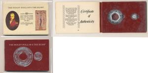 Australia, Silver Holey Dollar and the Dump, 31.1g and 7.7g, 1988. Cased within informatio