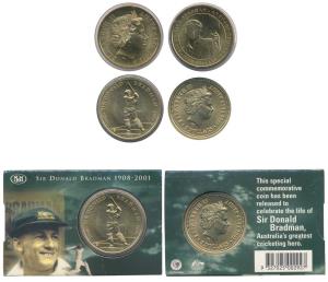 Australia, Sir Donald Bradman, Aluminum Bronze $5, 2001; Aluminum Bronze $5, 2008 (KM 589)