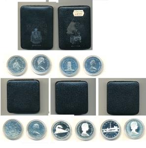 Canada, Elizabeth II, Silver Dollar (5), each 23.33g, 1984, 150th anniversary of Toronto; 
