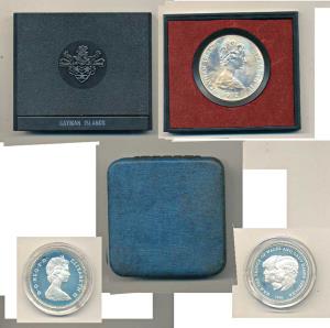 Cayman Islands, Silver $ 25, 51.35g, 1972, 25th Wedding anniversary of Queen Elizabeth II 