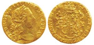 Great Britain, George III, Gold ¼ Guinea, 2.08g, 1762, crowned shield on rev. (KM 592). Fi