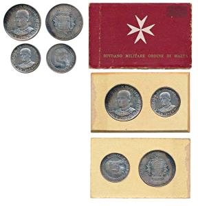 Malta, Angelo de Mojana, 1964 Military Order of Malta, set of 2, Silver 1 and 2 Scudi. Pro