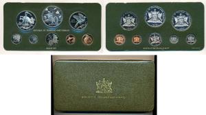 Trinidad And Tobago, Proof Set of 8, 1978, Silver 10 and 5 Dollars, 35g and 30g, Cupro-Nic