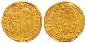 Venice, Doge Francesco Loredan (1752-1762 AD), Gold Zecchino or Sequin, 3.48g, obv. St Mar