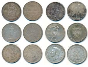 Assorted lot of World Silver Crowns (6), Great Britain, Trade Dollar, 1901 (Edge Knocks) (