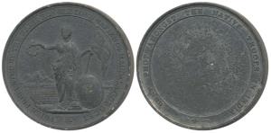 Lord Napier of Magdala, Tin, obv. Britannia holding flag and wreath with a shield in foreg