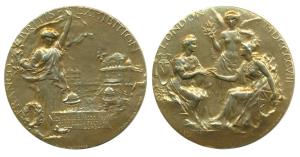 The Franco-British Exhibition, London 1908, Gold Medal, obv. winged figure of Peace encour