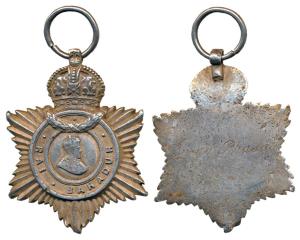 Indian Title Badge, George V, Silver, Rai Bahadur, awarded to Durga Prasad on 1st Jan. 193