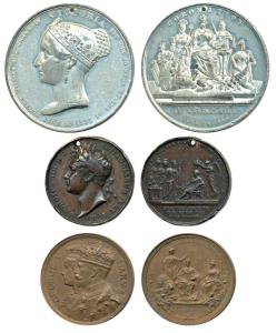 Coronation of George IV, Copper Medal, bust of the ruler to left on obv., an angel holding