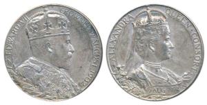 Edward VII Coronation Medal, Silver, bust of the Emperor to right on obv., bust of Queen A
