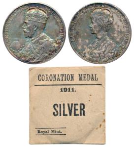 George V Coronation Medal 1911, Silver, 12.08g, crowned bust of George V on obv., Queen Ma